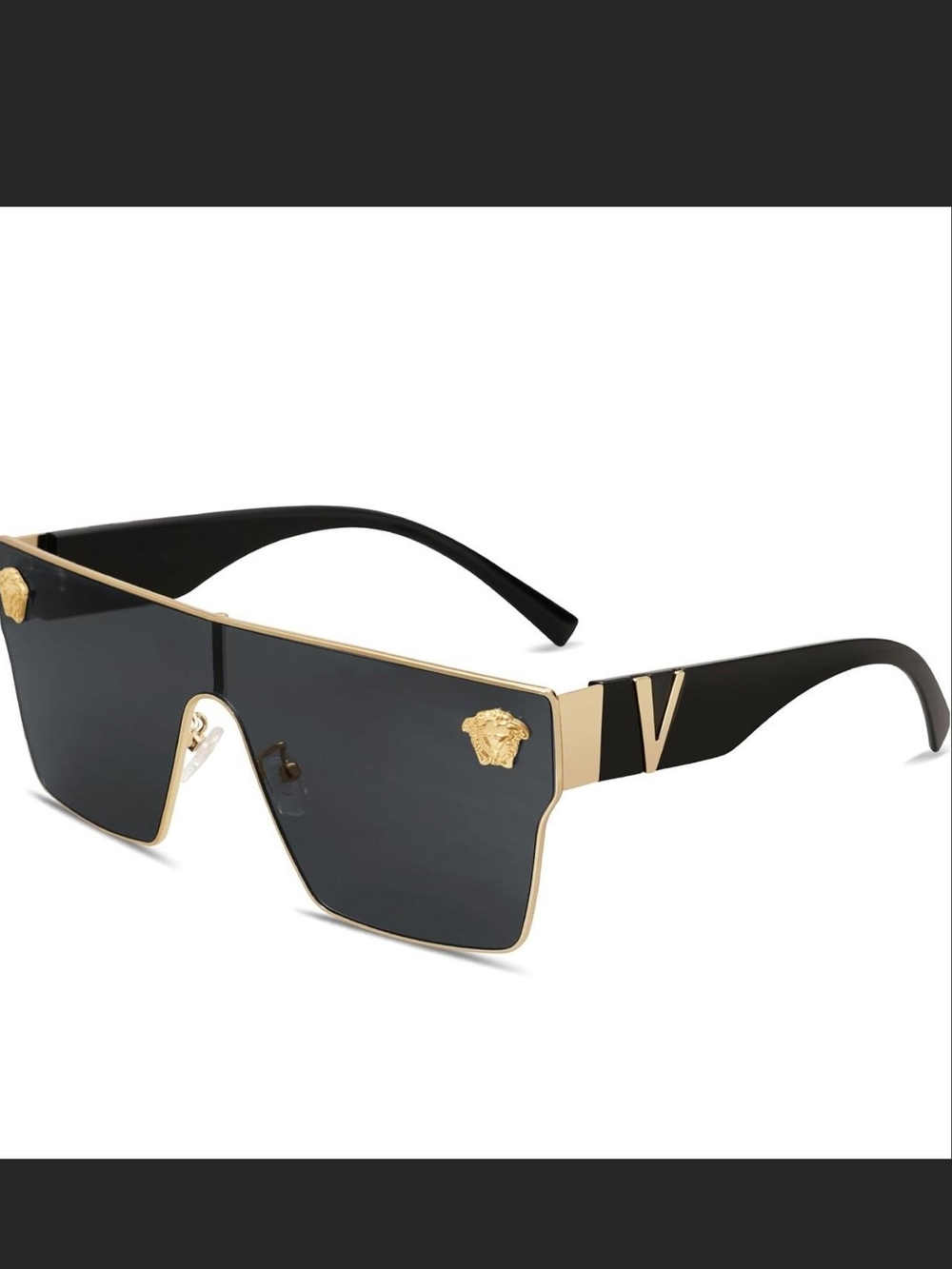 Versace Black and Gold Shield Sunglasses for Men
